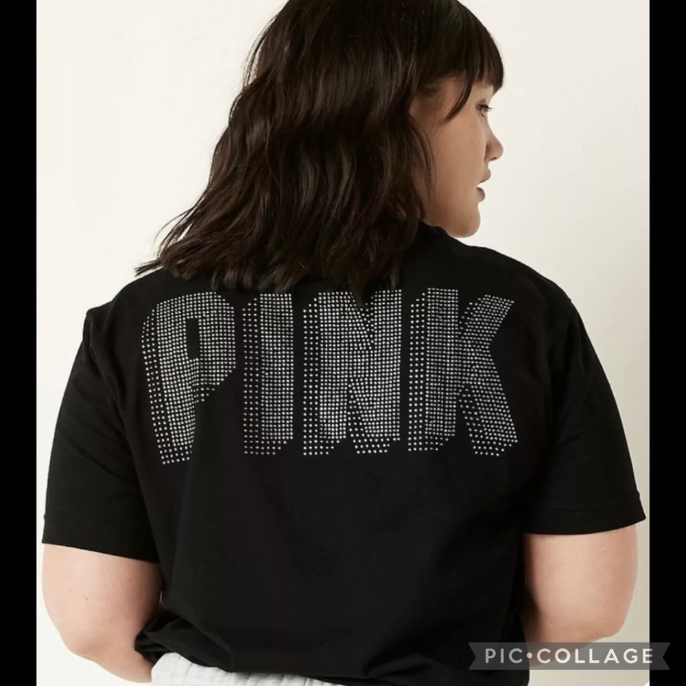 Victoria's Secret PINK Size 2X Bling Short
Sleeved Campus Tee NWT GORGEOUS VS